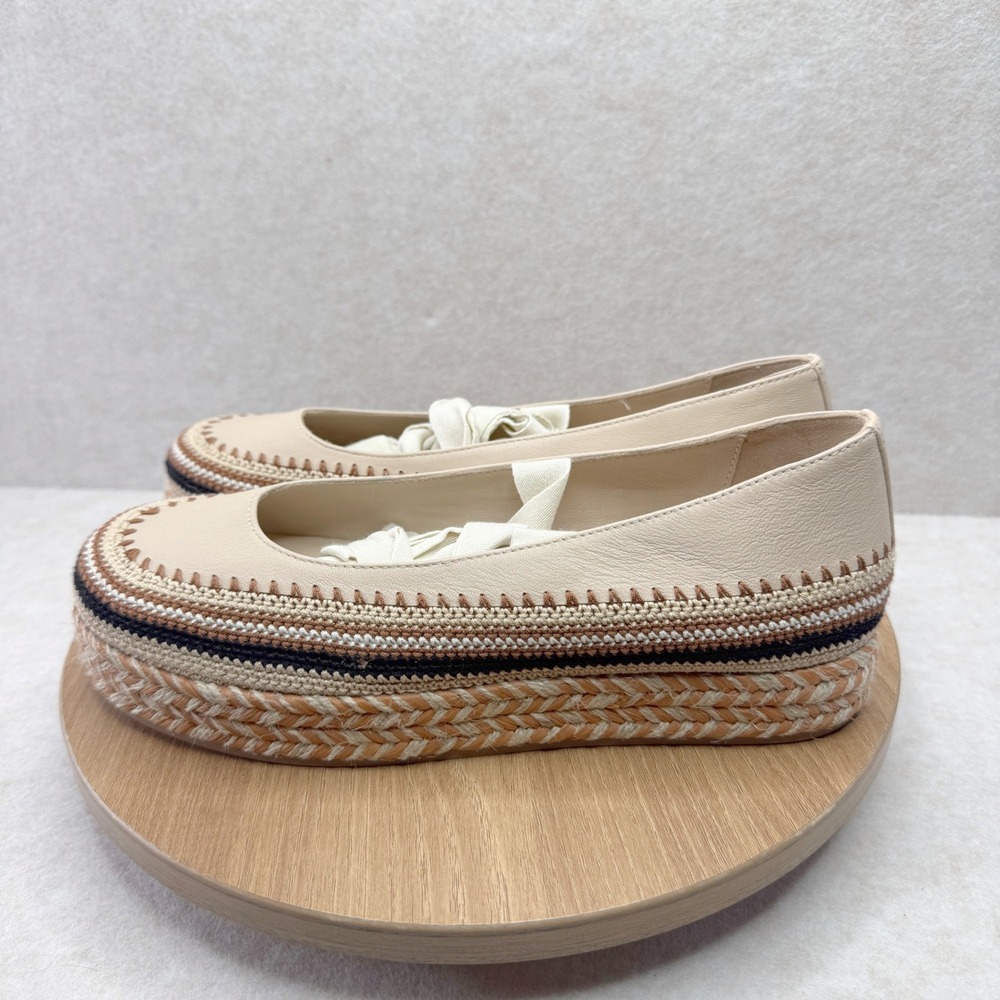 Ulla Johnson Espadrille Platform Flats Leather Woven Cream Size 38.5 8 - Picture 4 of 11